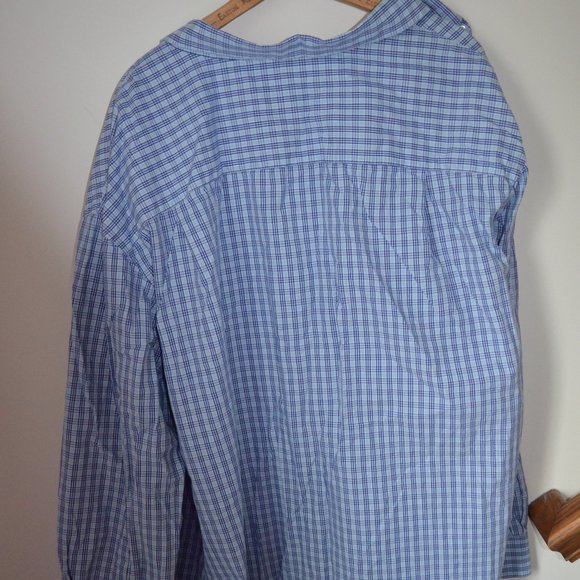 IZOD Men's 4XL Blue Plaid Button Down Shirt - Picture 5 of 5